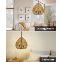 Elyona 3Light Boho Chandelier 157 Woven Pendant Light Rattan Basket Shade Coastal Hanging Light Fixtures With Adjustable