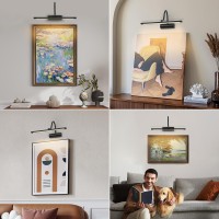 Joosenlux Battery Operated Picture Lights For Wall 16 Black Wall Lights Wireless With Flexible Neck Rechargeable Art Light W