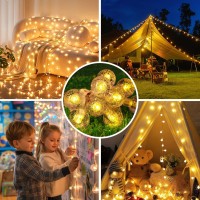 Pubsop Globe String Lights, Crystal Globe Fairy String Lights Battery Operated 33Ft 80Led String Lights With Remote Waterproof Indoor Outdoor Hanging Decorative Lights For Home Party Patio Garden