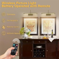 Joosenlux Battery Operated Picture Lights Gold Wall Lights Wireless Flexible Neck With Remote Rechargeable Wall Lights For Pictu