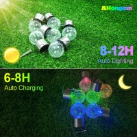 Ahongem Solar Hanging Lights Outdoor Decor Garden Light Waterproof For Yard Ouside Decorations 12 Pack Clip On Crackle Glass