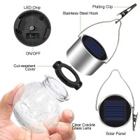 Solar Hanging Lights Outdoor Decor Garden Light Waterproof For Yard Outside Decorations 12 Pack Clip On Crackle Glass Globe B