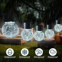 Solar Hanging Lights Outdoor Decor Garden Light Waterproof For Yard Outside Decorations 12 Pack Clip On Crackle Glass Globe B