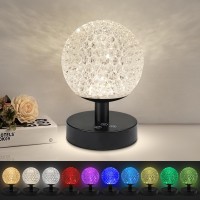 Ascher Cordless Table Lamp Rechargeable Small Night Lights 3 Colors Temperatures 7 Rgb Colors Dimmable Touch Lamps Crystal D