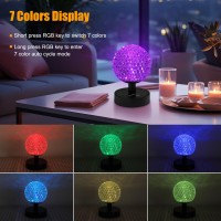 Ascher Cordless Table Lamp Rechargeable Small Night Lights 3 Colors Temperatures 7 Rgb Colors Dimmable Touch Lamps Crystal D