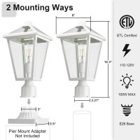 Luminzone Outdoor Post Lights Fixtures Lamp Post Light Fixture White Finish Waterproof Antirust Aluminum Pillar Outside Lighti