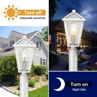 Luminzone Outdoor Post Lights Fixtures Lamp Post Light Fixture White Finish Waterproof Antirust Aluminum Pillar Outside Lighti