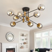 Ddlldeshi 8 Light Sputnik Ceiling Light Fixture Glass Globe Bubble Modern Chandelier For Dining Room Bedroom Kitchen Living Room