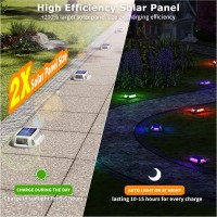 Viodaim Solar Driveway Lights Marine Dock Lights 12 Pack 9 Colors In 1 Led Driveway Markers Deck Lights Solar Powered Outdoor