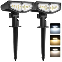 Solar Spot Lights Outdoor 9 In 1 Landscape Lights Ip67 Waterproof 3 Brightness Modes 3 Color Temp