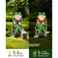 Istatue Miniature Solar Frog Reading Book Figurine Light 55 Resin Chair Statue Outdoor Table Decor For Lawn Ornaments Pati