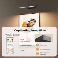 Bridika Picture Light Set Of 2 Rechargeable 157In Battery Operated Wall Lights With Timer Remote Control 3 Color Temperature