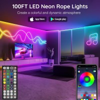 Led Neon Rope Lights 100Ft,Control With App/Remote,Flexible Rope Lights,Multiple Mode Led Neon Strip,Ip65 Outdoor Rgb Neon Lights Waterproof,Music Sync Gaming Led Neon Strip Lights For Bedroom Indoor