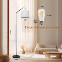 68Floor Lamp 9W Led Edison Bulbs Included Adjustable Lamp Head Standing Lamp With Foot Switch With Pleated Lampshade Tall Flo