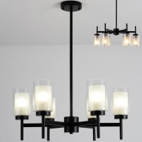 Jtykhnm 6 Light Modern Farmhouse Glass Chandelier