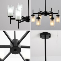 Jtykhnm 6 Light Modern Farmhouse Glass Chandelier