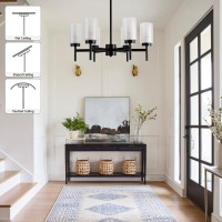 Jtykhnm 6 Light Modern Farmhouse Glass Chandelier