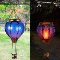 Hot Air Balloon Solar Lantern With Flickering Flame Hanging Solar Lights Outdoor Waterproof Lanterns For Garden Patio Yard Party