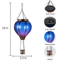 Hot Air Balloon Solar Lantern With Flickering Flame Hanging Solar Lights Outdoor Waterproof Lanterns For Garden Patio Yard Party