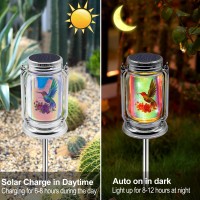 Angmln 2 Pack Solar Fairy Lanterns Adorable Hummingbird Theme In Silver Glass Mason Jars Gifts For Mom Grandma And Women W