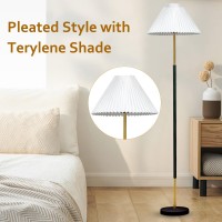 Juguo 66Floor Lamp 9W Led Edison Bulbs Included Nordic Design Standing Lamp With Foot Switch With Pleated Shade Tall Floor La