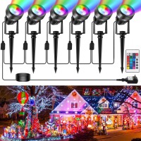 Crepow Rgbw Color Changing Landscape Lighting 12V Low Voltage Landscape Lights Spotlights With Transformer Remote Control Decora