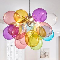 Beypan Mini Colored Glass Goble Bubble Pendant Lights 3Light Balloon Ball Kids Chandeliers Cartoon Modern Ceiling Light Fixture