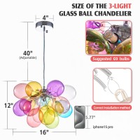 Beypan Mini Colored Glass Goble Bubble Pendant Lights 3Light Balloon Ball Kids Chandeliers Cartoon Modern Ceiling Light Fixture