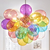 Beypan Mini Colorful Glass Goble Bubble Pendant Lights 5Light Balloon Ball Kids Chandeliers Mini Modern Stylish Ceiling Light F