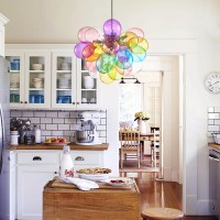 Beypan Mini Colorful Glass Goble Bubble Pendant Lights 5Light Balloon Ball Kids Chandeliers Mini Modern Stylish Ceiling Light F