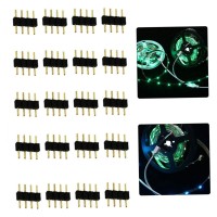 4 Pin Led Strip Connector, 4 Pin Led Strip Connector Rgb Ribbon Connector Male To Male Adapter Plug Led Strip Connector Accessories 20Pcs, 4 Pin Rgb Led Strip Connector