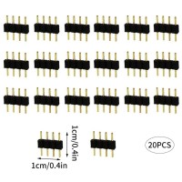 4 Pin Led Strip Connector, 4 Pin Led Strip Connector Rgb Ribbon Connector Male To Male Adapter Plug Led Strip Connector Accessories 20Pcs, 4 Pin Rgb Led Strip Connector