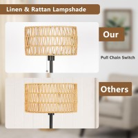 Netin Rattan Floor Lamp For Living Room Boho Standing Lamp With 3 Color Temperatures Farmhouse Floor Lamp Wicker Lamp Double S