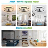 Jofios Ceiling Fans With Lights 197In Black Flush Mount Fandelier Ceiling Fans With Lights And Remote 3000K6000K Dimmable Mo