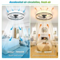 Jofios Ceiling Fans With Lights 197In Black Flush Mount Fandelier Ceiling Fans With Lights And Remote 3000K6000K Dimmable Mo