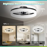 Jofios Low Profile Ceiling Fans With Lights 197In Flush Mount Fandelier Ceiling Fan With 6 Wind Speeds Dimmable Black Modern