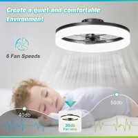 Jofios Low Profile Ceiling Fans With Lights 197In Flush Mount Fandelier Ceiling Fan With 6 Wind Speeds Dimmable Black Modern