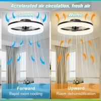 Jofios Low Profile Ceiling Fans With Lights 197In Flush Mount Fandelier Ceiling Fan With 6 Wind Speeds Dimmable Black Modern