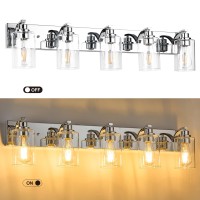 Alaislyc 5Light Bathroom Light Fixtures Modern Chrome Vanity Lights For Bathroom Lighting Fixtures Over Mirror With Clear Glass