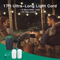 Anpro Solar Camping String Lights 17Ft Ultra Long String With Warm White 10Leds Solar Powered And Usb Rechargeable Light With