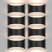 Aiilsmp 8 Pack Black Modern Led Wall Sconces Light Hardwired Wall Sconces Indoor Up And Down Sconces Wall Lamps Warm White 3000K