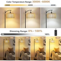 Qiyizm Floor Lamp For Living Room Bedroom Boho Rattan Floor Lights Tree 3 Bulb Standing Lamp Farmhouse Industrial Black Tall Lam