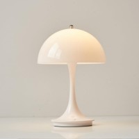 Cordless Mushroom Table Lamp,Retro Mushroom Lamp,3000Mah Battery Nightstand Lamp,3 Level Dimmable Small Table Lamp,3W Led Table Light Rechargeable,Retro Bedside Lamp For Bedroom,Living Room(White)