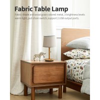 Visdanfo Modern Table Lamp For Bedroom Desk Lamp With Usb Port Fabric Shade 3 Brightness Levels Nightstand Lamps For Living Ro