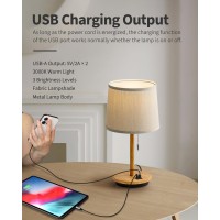 Visdanfo Modern Table Lamp For Bedroom Desk Lamp With Usb Port Fabric Shade 3 Brightness Levels Nightstand Lamps For Living Ro