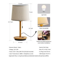 Visdanfo Modern Table Lamp For Bedroom Desk Lamp With Usb Port Fabric Shade 3 Brightness Levels Nightstand Lamps For Living Ro