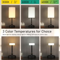 Psdsshiis Small Cordless Touch Table Lamp Rechargeable Battery Led Lamps, Portable 3 Colors Stepless Dimmable Acrylic And Fabric Shade Nightstand Lamp For Restaurant/Bedroom/Outdoor (White+Black)