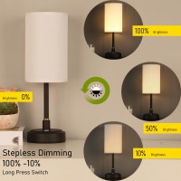 Psdsshiis Small Cordless Touch Table Lamp Rechargeable Battery Led Lamps, Portable 3 Colors Stepless Dimmable Acrylic And Fabric Shade Nightstand Lamp For Restaurant/Bedroom/Outdoor (White+Black)