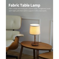 Visdanfo Modern Table Lamp For Bedroom Desk Lamp With Usb Port Fabric Shade 3 Brightness Levels Nightstand Lamps For Living Ro