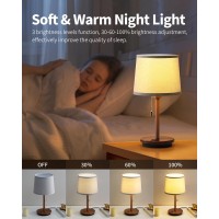 Visdanfo Modern Table Lamp For Bedroom Desk Lamp With Usb Port Fabric Shade 3 Brightness Levels Nightstand Lamps For Living Ro